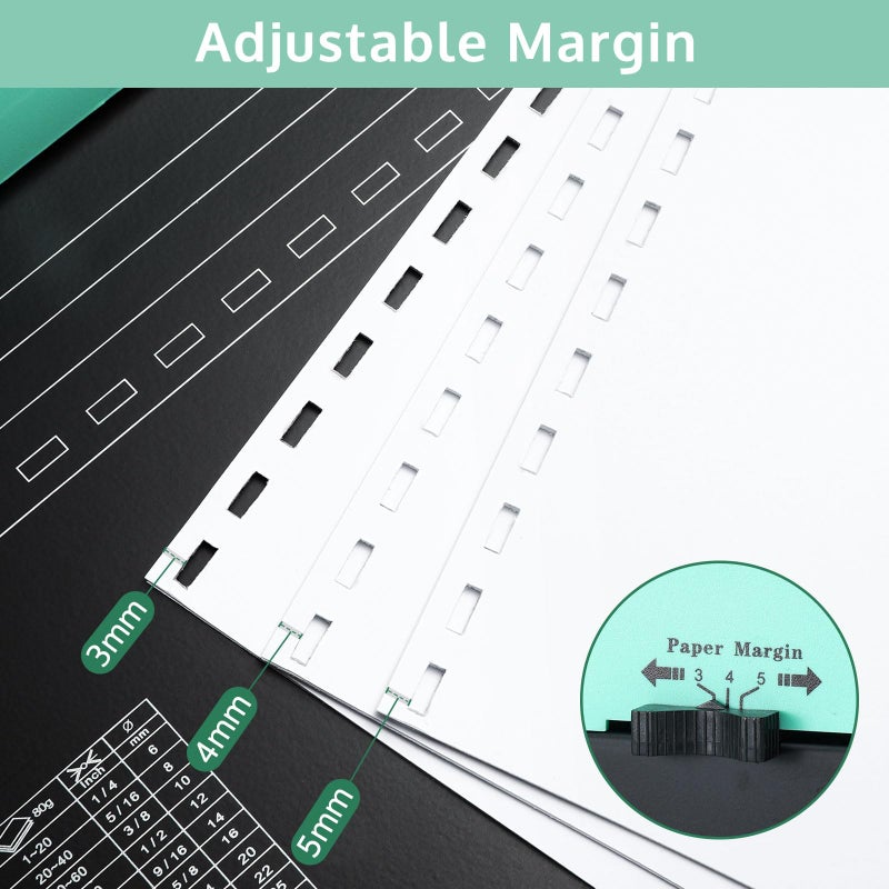 OFFNOVA Binding Machine, 21-Hole 450 Sheets Paper Comb Punch Binder Machine for Letter Size / A4 / A5 Paper, Easy to Punch Handle, Adjustable Margin - Image 3